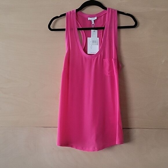 NWT Joie Alicia Silk Tank Top S Pink Fuchsia RacerBack Office Layering Blouse - Picture 4 of 7